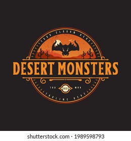 desert monster vintage logo design. suitable for your brand company.