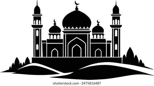 Mezquita del Desierto Ilustración vectorial de silueta