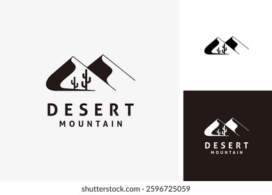 Desert mountain with cactus logo symbol icon design illustration