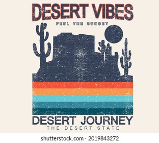 Desert mountain exploring graphic vector artwork for t shirt , sweatshirt, poster, sticker and others. Arizona journey retro hand drawing design. 