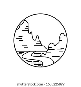 desert mountain landscape line illustration