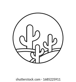 desert mountain landscape line illustration