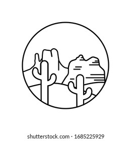 Desert Mountain Landscape Line Illustration Stock Vector (royalty Free 