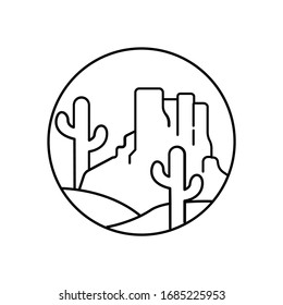 desert mountain landscape line illustration