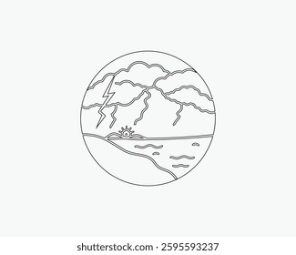 Desert Mountain Line Illustration Vector Art Design