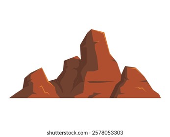 Desert Mountain Range Red Rock, cartoon mountains icons, mexican landscape