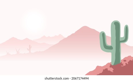 desert mountain scenery background with pastel pink shades ,this cute and catchy image is suitable for decorating your web pages, presentations, landing pages, etc