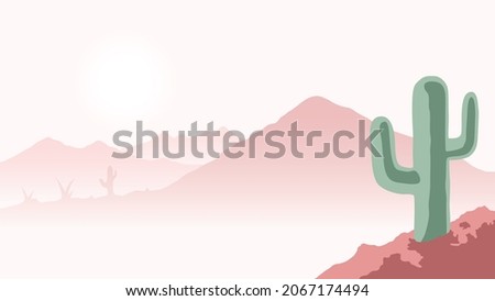 desert mountain scenery background with pastel pink shades ,this cute and catchy image is suitable for decorating your web pages, presentations, landing pages, etc Stock photo © 