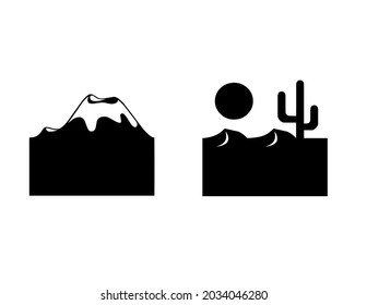 
Desierto y montaña, simple conjunto de iconos.