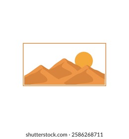 desert mountain sunset landscape logo design concept idea vector label