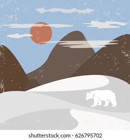 desert with mountains bear snow winter - vector