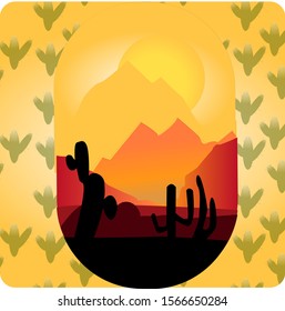 Desert and mountains. Vector iluustration.