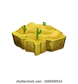 Desert natural landscape, fantastic island for game user interface, element for video games, computer or web design vector Illustration