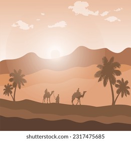 plantilla de diseño de ilustraciones vectoriales de naturaleza desértica