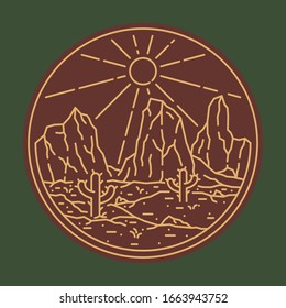 Desert nature wild badge patch pin graphic illustration vector art t-shirt design