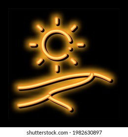 Desert neon light sign vector. Glowing bright icon Desert sign. transparent symbol illustration