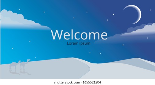 Desert Night Banner Template Editable. Arabian Night