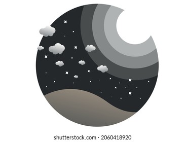 Noche desértica y luna brillante