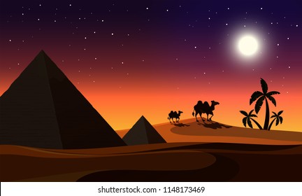 A desert at night illustration