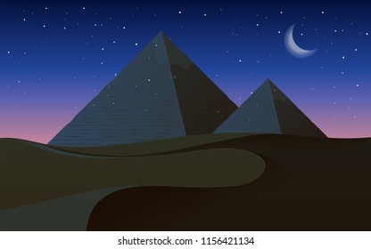 Ilustración nocturna del desierto