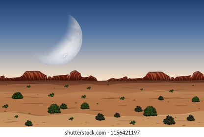 A desert at night illustration