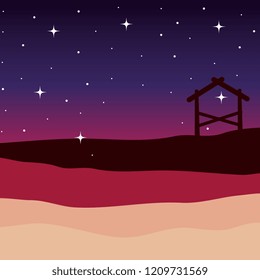 desert night with stable manger scene