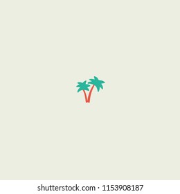 Desert oasis lake with two palms in middle of endless sands vector concept poster wallpaper illustration isolated on white