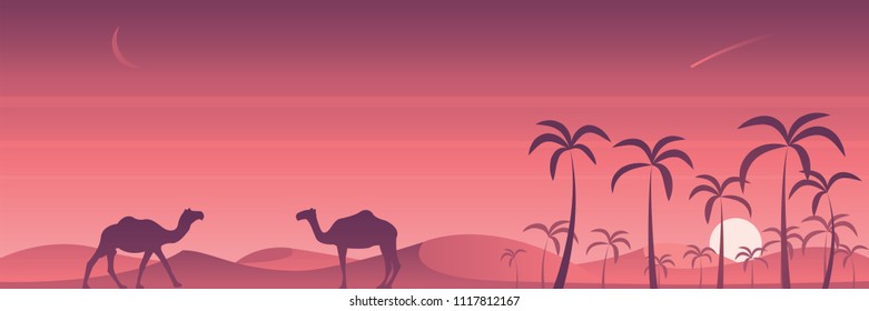 Desert and Oasis Scene