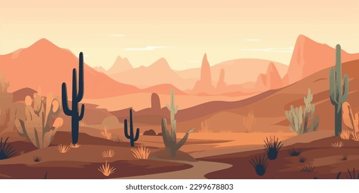 Desert Oasis  Seamless Cactus Landscape