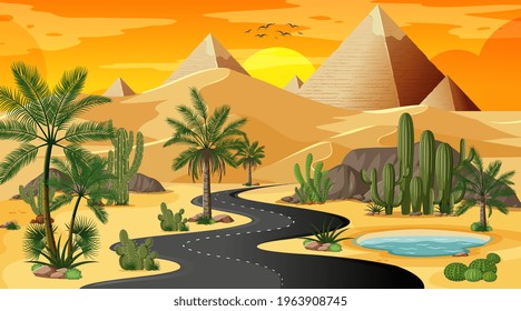 Desert oasis and winding road