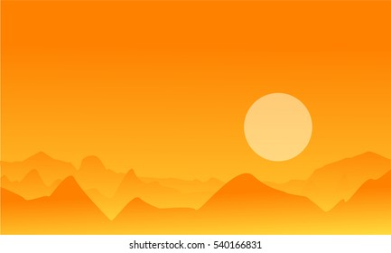Desert on orange background landscape