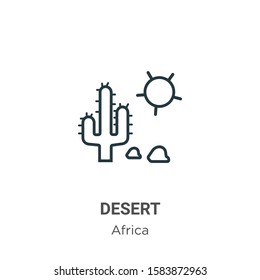 Desert outline vector icon. Thin line black desert icon, flat vector simple element illustration from editable africa concept isolated on white background