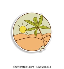 desert and palm trees  sticker icon. Element of color Arabic culture icon. Premium quality sticker design icon. Signs and symbols collection icon for websites, web design