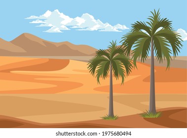 desert with palms landscape scene