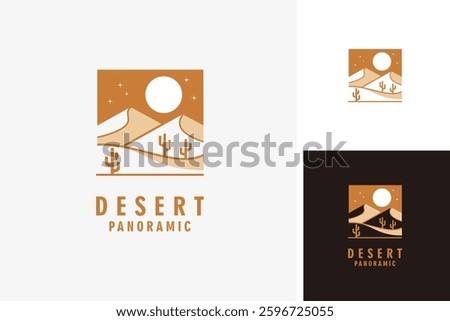 Desert panorama with cactus logo symbol icon design illustration