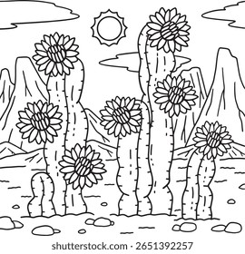 Desert Peruvian Apple Cactus Coloring Page 