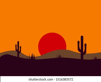 Wüstenbild, Illustration, Vektorgrafik auf weißem Hintergrund.