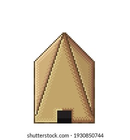 Desert pixel art. Pyramid pixel art. Vector picture.
