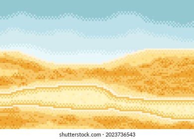 Desert Pixel Art. Vector Illustration. Landscape Pixel Art.
