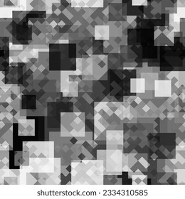 Digitale Desserts mit digitaler Tarnung, grauer Hintergrund. Abstrakter urbaner, grauer Pixel, geometrischer, gebürsteter Texturhintergrund. Vektor monochrome Tarnung nahtlose Muster Textil Druck.
