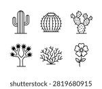 Desert Plant Icon Set Minimalist Cactus and Succulent Outlines