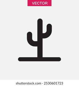 Desert plant, vector cactus line icon, vector flat black simple illustration for web and app..eps