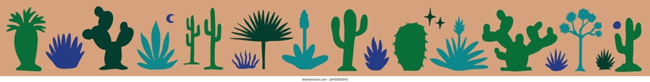 Desert plants collection, cactus set, hand drawn vector collection
