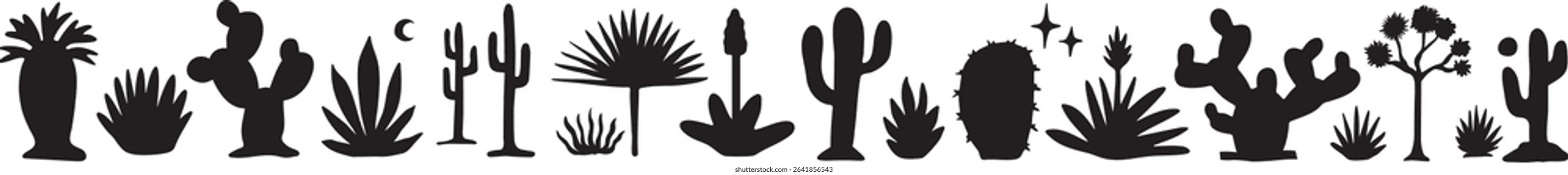 Desert plants collection, cactus set, hand drawn vector collection
