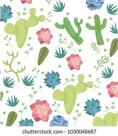 Desert plants pattern background