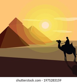 desert with pramit and camel view on a sunny day