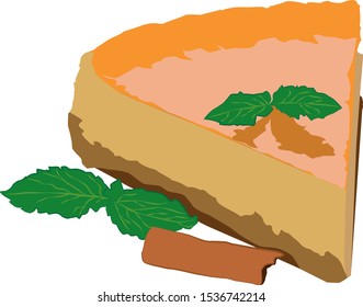 a desert, pumpkin cheesecake with mint