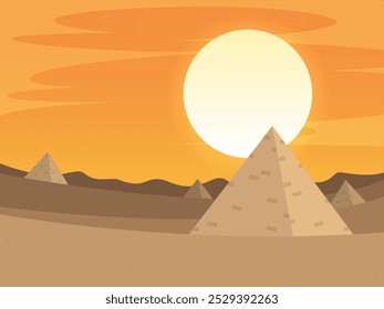 Pirámides del desierto Egipto ilustración diseño de fondo