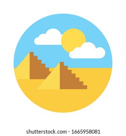 desierto con pirámides escena de estilo plano icono ilustración vectorial