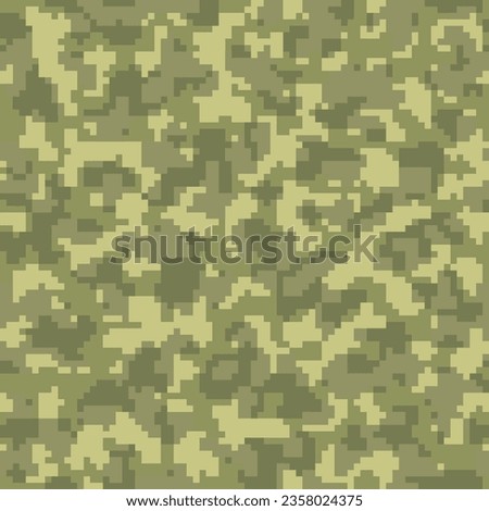 Desert Repeated Monochrome Digital Army Textile. Seamless Brown War Graphic Camouflage Print.  Black Seamless Abstract Pixel Soldier Fabric. Khaki Vector Camo Backdrop. 